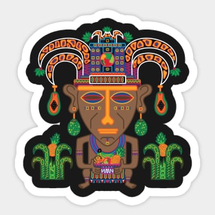 MUISCA CHIBCHA COLOMBIA FRUIT INDIAN MASK - full colour Sticker